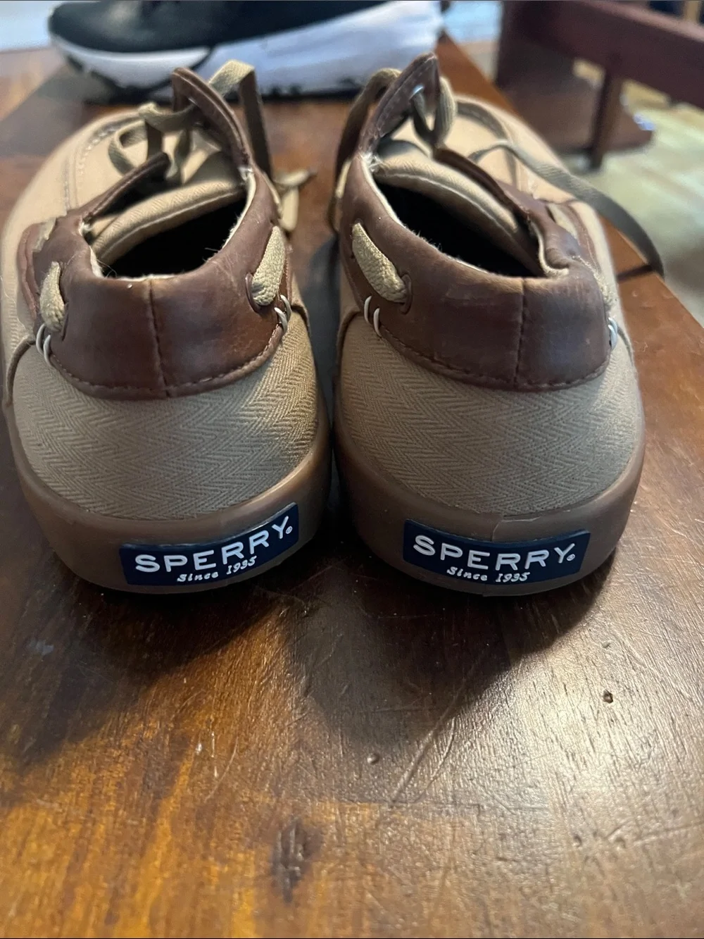 Sperry Men's Tan Canvas & Brown Leather-Trim Boat Shoes